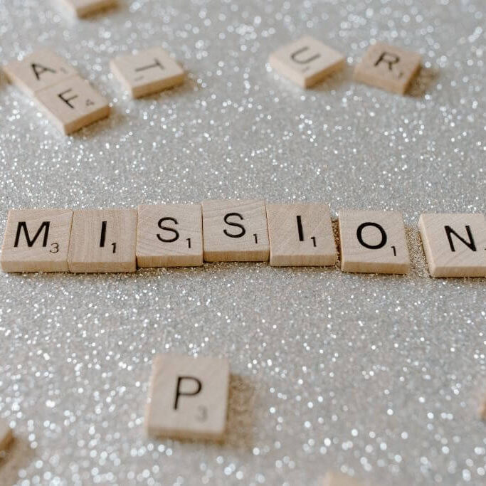 mission written out in Scrabble letters